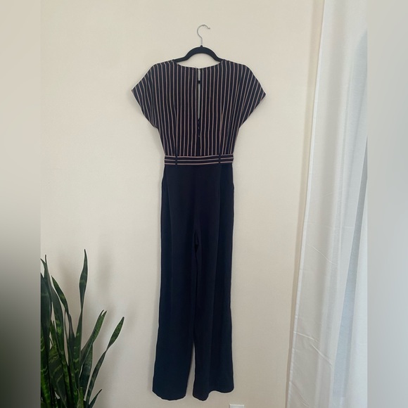 Etam Striped & Navy Jumpsuit with Waist Tie - Picture 2 of 3